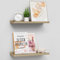 BONTEC Floating Shelves Set of 2, 40cm Wall Mounted Wooden Shelf with Front Lip, Light Oak Floating Book Shelves for Bathroom, Bedroom, Living Room, Kitchen, Display Storage, Small Shelf 10kg Capacity