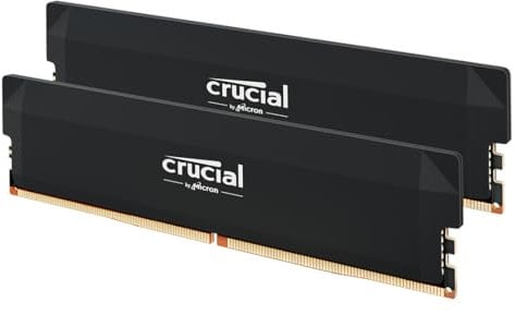 Crucial Pro DDR5 RAM 64GB Kit (2x32GB) 6400MHz CL40, Overclocking Gaming, Intel XMP 3.0 / AMD Expo, PC Computer Arbeitsspeicher, Schwarz - CP2K32G64C40U5B