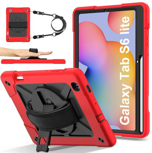Funda protectora para tableta Tablet PC Case Compatible with Samsung Galaxy Tab S6 Lite 10.4'' 2020 (SH-P610/P615),Full-Body Heavy Duty Shockproof Protective Cover with Wrist Strap Stand,Pencil Holder