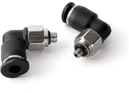 1 Pieza de Accesorios neumáticos, Mini Conector rápido PL, Codo, Rosca Macho M3/M5/M6, Manguera de conexión de 3, 4, 5 y 6 mm, tubería de Aire y Agua a presión.(PL4-M3)
