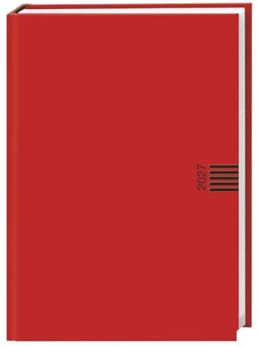 Tages-Cheftimer A5, rot 2027: Roter Terminkalender mit Tageskalender. Buch-Kalender mit Lesebändchen und Eckperforation. Wattierter Taschenkalender zum Planen von Terminen.