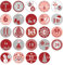 Oblique Unique® 24 Adventskalender Sticker Zahlen Aufkleber für Weihnachten zum Basteln und Verzieren - wählbar (Rot)