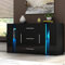 Panana Modern Sideboard High Gloss Fronts Storage Cabinet Cupboard with Three Drawers and Two Doors RGB LED Lights Living Room Hallway (Black)