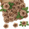 N&T Nieting, Rose artificiali, 25 pezzi, realistiche al tatto, con steli, fai da te, per bouquet da sposa, centrotavola, baby shower, decorazione per la casa, colore marrone chiaro opaco