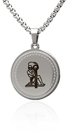 LaraZeidler Berlin Sternzeichen Kette individuelle Namen Datum Gravur auf der Rückseite für Damen und Herren Edelstahl mit Tierkreis Sternbild Zodiac Anhänger