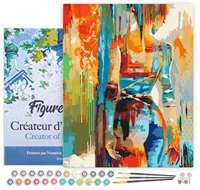 Figured'Art Peinture par Numéro Adulte avec Cadre Beauté en couleurs - Activité Manuelle Kit de Loisir Créatif DIY Numéro d'Art Complet - 40x50cm toile tendue sur châssis
