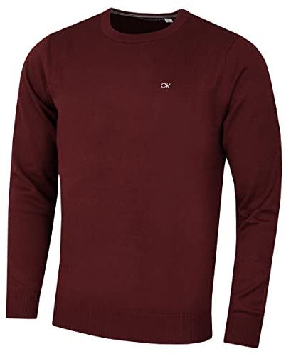 Calvin Klein Maglione in cotone da uomo, girocollo, morbido e traspirante, borgogna, M