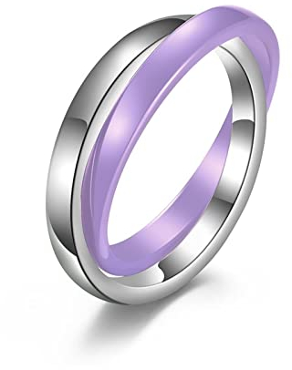 Stfery Vollfinger Ring, Ringe 62 Damen Violett Doppelring Modeschmuck Zubehör Jahrestagsgeschenk für Ihn