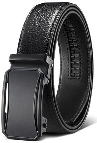 Zitahli Herren-Gürtel aus Leder – Ratschengürtel für Herren, Kleider, Hose, Hemd, Oxfords, mikroverstellbar, Schwarz / Braun, Mattschwarz-Litschi-Schwarz 01, 65 cm/80 cm Taille