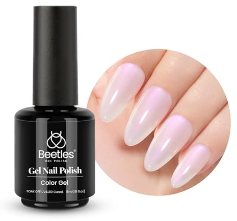 Beetles Gel Polish 15mL Glazed Donut Pearl White Fine Glitter Milky White Gel Manicure DIY Nail Art Gel Soak Off UV LED Nail Lamp Salon 1 Pcs