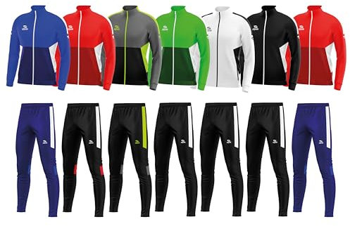 ALPAS Trainingsanzug Calcio Gr. S bis XXXL - Polyester (schwarz/grau/neongelb mit Hose in Schwarz, L)