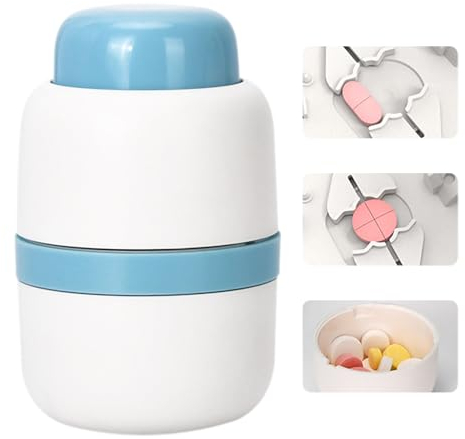Dzmuero Coupe comprimé, Coupe medicaments, Broyeurs et coupe-comprimés, Qualité alimentaire, Portable, 1 divisé en 2, 1 divisé en 4, Coupe-médicaments multifonctionnel, Boîte à médicaments (Bleu)
