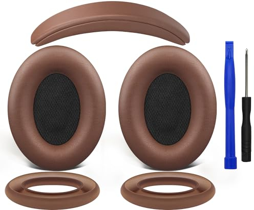 SOULWIT Ohrpolster Polster + Kopfband Stirnband Headband+ Silikon Ohrpolster Schutz Abdeckung Abdeckungen, Ersatz Zubehör Kit für Bose QuietComfort 15(QC15)/QuietComfort 2(QC 2) Over-Ear-Kopfhörer
