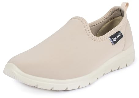 Aerosoft Ballerines en tissu confortables pour femme Stretch 20 Largeur G-H légères Soft respirant, beige, 39 EU