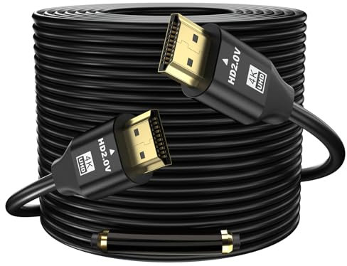 grofyllaa 4K Cable Hdmi 30 m, Hdmi de alta velocidad 2.0 Cable 4K@60Hz 2K@120Hz, conector chapado en oro HDCP 2.2 &2.3 para HDTV/Blu Ray reproducción/proyectores/portátiles /PS4/PS5 (Negro)