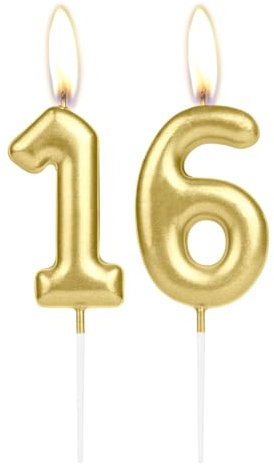 Funkelndes Licht goldene Geburtstagszahl Kerze, goldene Zahl 16 Kuchen Kerze, Geburtstagskuchen Topper Cupcake Mädchen Boy, Hochzeitstag Dekoration