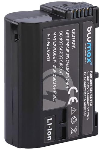 blumax Akku Ersatz für Nikon EN-EL15c |- 2400mAh -| EN-EL15b EN-EL15a EN-EL15 /- NTC-Sensor & V1-Gehäuse für - Z8 Z7 II Z6 III Zf -/ Z5 D800 D7500
