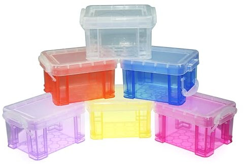 6 Pack Small Storage Mini Boxes With Lids Clear Plastic Small Storage Plastic Boxs Stackable Mini Organizer Really Useful Storage Box For Crafts, Jewelry, And Office Supplies
