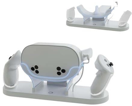 Generic Stazione di ricarica VR per Meta Quest 3S, dock di ricarica rapida con indicatore LED, moderna docking station per cuffie Meta Quest 3S e controller touch