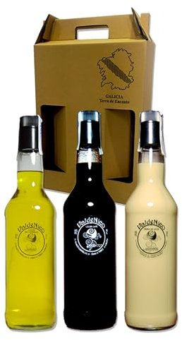 Estuche Surtido Licores Gallegos Artesanos Valdenico (Ourense-Galicia) (Licor Café + Crema Orujo + Hierbas)