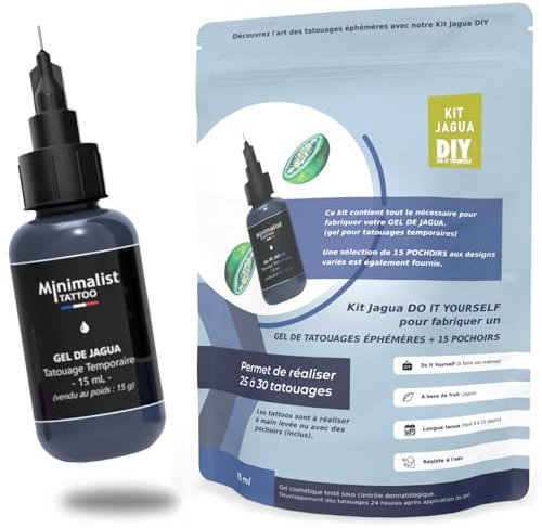 Kit DIY Tatouage Ephemere Jagua : Créez votre Gel Cosmétique + Pochoirs Tatouage – Activite manuelle adulte ou ado à partir de 15 ans. Kit fabrication pour 25 à 30 tattoos. Le Top de l'originalité.
