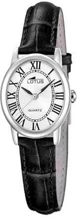 Lotus Damenuhr Analog aus Leder Schwarz | Quarzwerk, Widerstandsfähiges Mineralglas, Wasserdicht 5 ATM 19017/2 -2GETHER, Silberfarbenes Zifferblatt