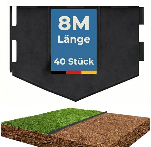 YRHome Fünfeckige Rasenkanten aus wetterbeständigem PP-Kunststoff, Flexible Gartenbeetumrandung zur einfachen Montage ohne Graben für Rasen, Beete & Wege-Länge:8m(40 stück)