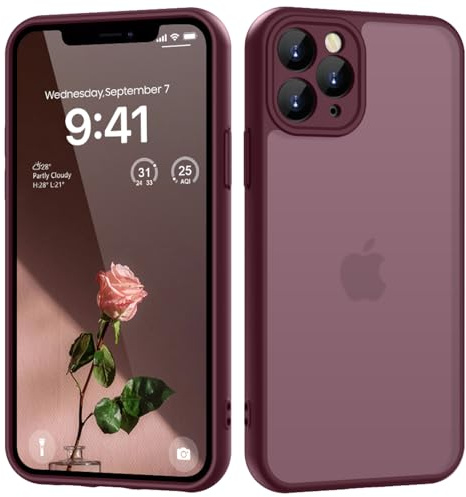 KPPIT for iPhone 11 Pro case,Wine Red | [Shockproof Military Grade Drop Protection] [Frosted Translucent]