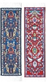 Orientalisches Teppich-Lesezeichen – authentischer gewebter Stoff – blaue Kollektion – 2 Lesezeichen Designs