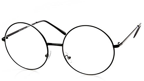 TRIXES Brille mit Rundgläsern in Kupfer - Beatles Retro Sechziger Jahre Stil Klarglas Gläser - Runde Brille als Kostümergänzung Cosplay Retro-Partys Geek Gläser Zubehör - Klassische Vintag