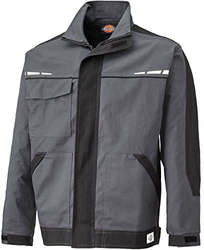 Dickies Mens GDT Cotton Reflective Zip Premium Workwear Jacket Black/Grey