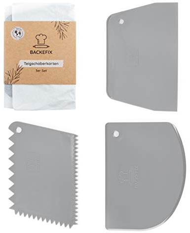 Backefix Teigschaber Profi Teigkarten Set Kunststoff – große Teigteiler zum auskratzen von Teigresten (3 Stück)