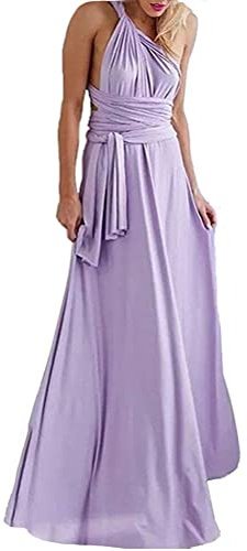 Minetom Donne Elegante Collo V Senza Maniche Halterneck Lunga Vestito Multi-Usura Trasversale Maxi Abito Matrimonio Banchetto Sera Viola IT 42