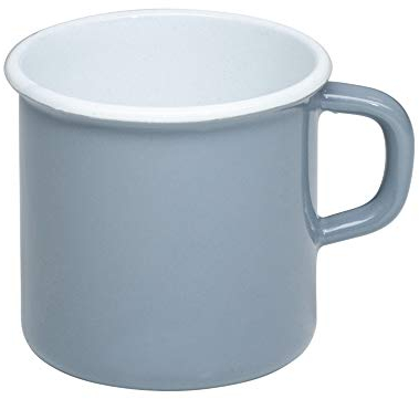 Riess, 0221-, Emaille Topf mit Bördel, Kaffeebecher, Durchmesser 8cm, 0.375 Liter Inhalt, 3/8 Liter, LBH 11,1x8,8x8,4cm, Gew. 0,192kg (PURE GREY)