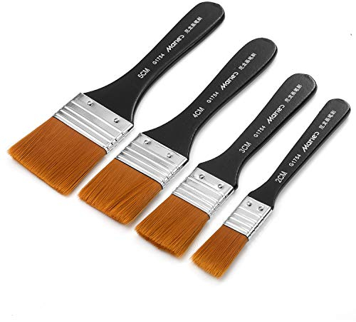 4 Stück Aquarell Acryl Flachpinsel Breit Set für Künstler Malen,Breiter Pinselset Acrylfarben Pinsel Ölfarben Bürste Malerpinsel Lasurpinsel Lackpinsel Ölmalpinsel für Malerei Ölmalerei 20/30/40/50mm