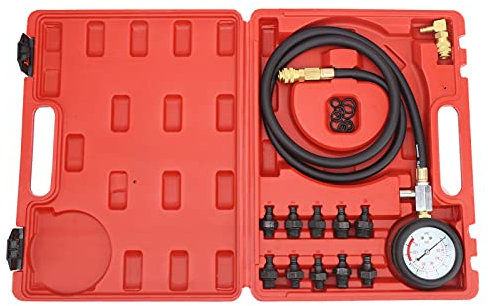 Manometri compressione-,Kit di Strumenti per Test Pressione Olio Motore Yctze, Misuratore di Pressione Olio con Cassetta degli Attrezzi Avviso Olio Basso con Adattatore di Accoppiamento a 90 °