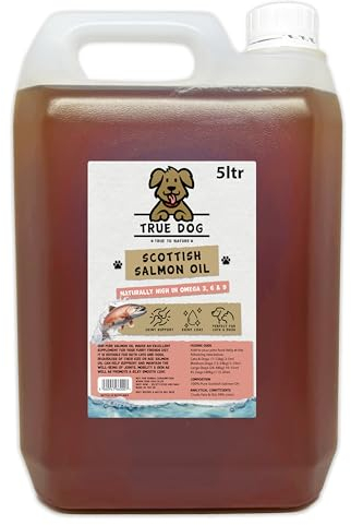 True Dog 100% Pure Scottish Salmon Oil 5ltr | Salmon Oil for Dogs & Cats, Omega 3, 6 & 9, Skin and Coat Health, Joint & Mobility Support