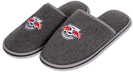 RB Leipzig Pantoffeln - Logo grau - Filzpantoffel RBL Hausschuhe - Plus Lesezeichen Wir lieben Fußball Größe 42/43