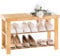 APICIZON Schuhbank, Schuhregal aus Bambus, 70 x 28 x 45 cm, Schuhschrank mit Sitzbank für Flur, Wohnzimmer, Garderobe, Bad, Diele, Natur, 3 Ablagen