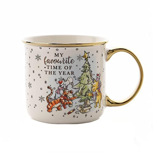 Disney Christmas Mug with Gold Rim / Handle - Winnie The Pooh 4565 Ceramic Mug suitable for Christmas