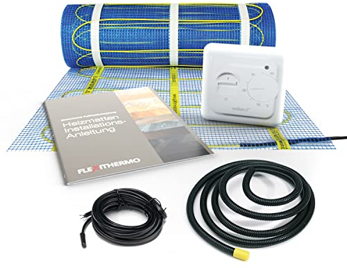 Flexithermo™ Standart elektrische Fußbodenheizung Komplett-Set I Heizleistung 150 W/m² (10,0m x 0,5m; 5m²) Fußbodenheizung elektrisch f. Böden aller Art I inkl. Manuellem-Thermostat