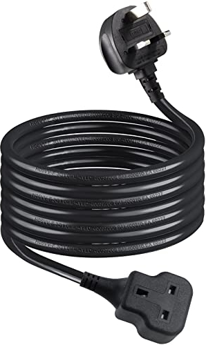 1 Way Gang Extension Lead 3M, Single Socket Mains Power Extension Lead 13A UK 3Pin Fused Plug male to female Travel Use Extension Cord Power Strip, Tough and Fireproof, Black…