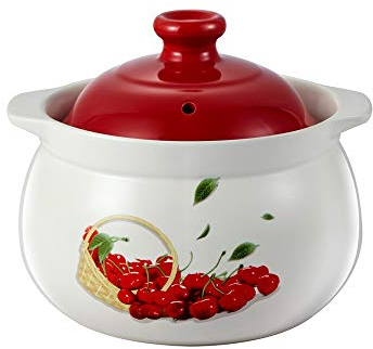 CUNTO Casserole en Terre à Haute température, pour Soupe, ragoût, céramique Domestique, Petite Taille, gaz de feu, Grande cocotte Basse, poêle de Cuisson