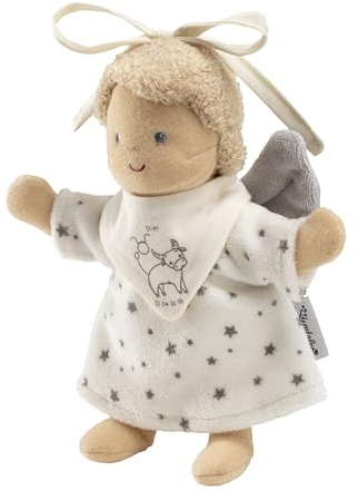 Sterntaler Spielpuppe zum Aufhängen, Schutzengel mit Halstuch, Motivdruck Sternzeichen Stier, Geschenk Idee für Jungen und Mädchen