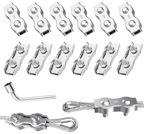Abrazadera de Cable Abrazadera Dúplex M3 12pcs Abrazadera de Cuerda Para Cable De Kit de Suspensión de Cuerda Tendedero (M3)