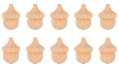 Holz Eichel Malset für Junge Mädchen 10 Stück Selbstgemacht Bastelset | Glatte Oberfläche, Naturfarbenes Holz, für Kunstprojekte und Kreative Deko im Kinderzimmer