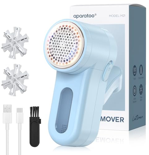 Bubbacare Electric Lint Remover Fabric Shaver, USB Rechargeable Bobble Remover for Clothes, Carpet & Furniture (3 Blades Included)