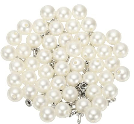 PATIKIL 8mm Perlenstifte für Kleidung, 100 Sets Perlenstifte für Kleidung Faux Perlen Stifte Leder Nieten Knöpfe Rund Kunststoff ABS für Lederjackenherstellung Stoffschuhe, Weiß