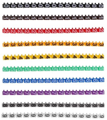 WEITINGKKK Cable Labels Cable Markers, 150 Pcs Electrical Sticker Wire Number Label Multicolor Cable Markers Labeler Electric 0- Tie Clip-on Self- Adhesive Electric(0.31x0.20x0.20cm)