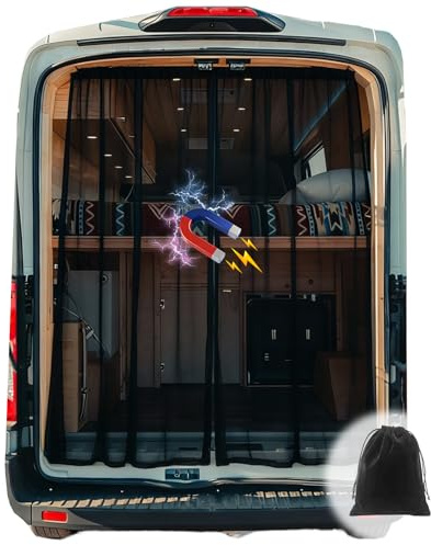 Magnetischer Van Insektenschutz für Ford Transit, Mercedes Sprinter | 165x165cm Fliegengitter Auto Heckklappe Magnetverschluss Hecktür Moskitonetz Auto Insektennetz Camping Belüftungsnetz
